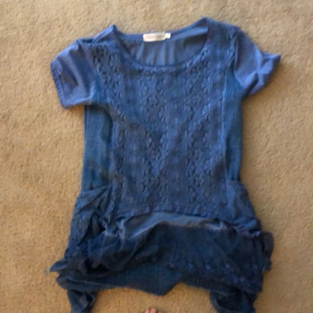blue jean colored long blouse